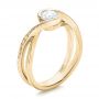 18k Yellow Gold 18k Yellow Gold Custom Hand Engraved Diamond Solitaire Engagement Ring - Three-Quarter View -  100791 - Thumbnail