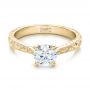 14k Yellow Gold 14k Yellow Gold Custom Hand Engraved Diamond Solitaire Engagement Ring - Flat View -  100608 - Thumbnail