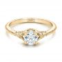 18k Yellow Gold 18k Yellow Gold Custom Hand Engraved Diamond Solitaire Engagement Ring - Flat View -  100700 - Thumbnail