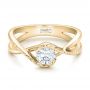 14k Yellow Gold 14k Yellow Gold Custom Hand Engraved Diamond Solitaire Engagement Ring - Flat View -  100791 - Thumbnail