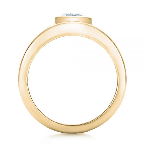 14k Yellow Gold 14k Yellow Gold Custom Hand Engraved Diamond Solitaire Engagement Ring - Front View - 100655