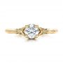 18k Yellow Gold 18k Yellow Gold Custom Hand Engraved Diamond Solitaire Engagement Ring - Top View -  100700 - Thumbnail