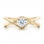 18k Yellow Gold 18k Yellow Gold Custom Hand Engraved Diamond Solitaire Engagement Ring - Top View -  100791 - Thumbnail