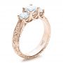 14k Rose Gold 14k Rose Gold Custom Hand Engraved Engagement Ring - Three-Quarter View -  100115 - Thumbnail