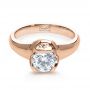 18k Rose Gold 18k Rose Gold Custom Hand Engraved Engagement Ring - Flat View -  1121 - Thumbnail