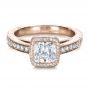 14k Rose Gold 14k Rose Gold Custom Hand Engraved Engagement Ring - Flat View -  1413 - Thumbnail