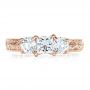 18k Rose Gold 18k Rose Gold Custom Hand Engraved Engagement Ring - Top View -  100115 - Thumbnail
