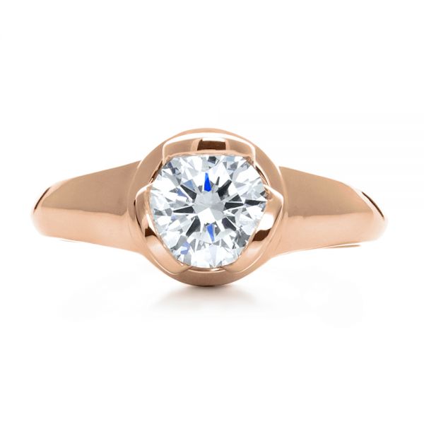 18k Rose Gold 18k Rose Gold Custom Hand Engraved Engagement Ring - Top View -  1121