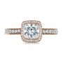 14k Rose Gold 14k Rose Gold Custom Hand Engraved Engagement Ring - Top View -  1413 - Thumbnail