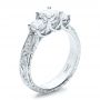 14k White Gold 14k White Gold Custom Hand Engraved Engagement Ring - Three-Quarter View -  100115 - Thumbnail