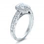 14k White Gold 14k White Gold Custom Hand Engraved Engagement Ring - Three-Quarter View -  1413 - Thumbnail
