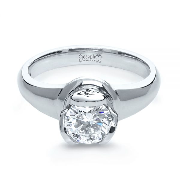  Platinum Platinum Custom Hand Engraved Engagement Ring - Flat View -  1121
