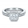  Platinum Custom Hand Engraved Engagement Ring - Flat View -  1413 - Thumbnail