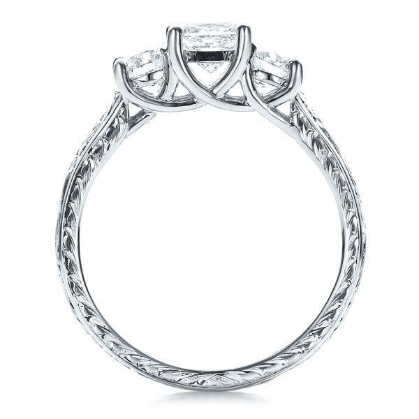  Platinum Custom Hand Engraved Engagement Ring - Front View -  100115