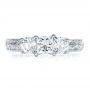18k White Gold 18k White Gold Custom Hand Engraved Engagement Ring - Top View -  100115 - Thumbnail