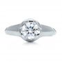 18k White Gold Custom Hand Engraved Engagement Ring - Top View -  1121 - Thumbnail