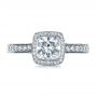  Platinum Custom Hand Engraved Engagement Ring - Top View -  1413 - Thumbnail