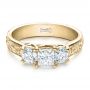 18k Yellow Gold 18k Yellow Gold Custom Hand Engraved Engagement Ring - Flat View -  100115 - Thumbnail