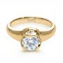 18k Yellow Gold 18k Yellow Gold Custom Hand Engraved Engagement Ring - Flat View -  1121 - Thumbnail