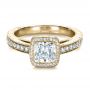 18k Yellow Gold 18k Yellow Gold Custom Hand Engraved Engagement Ring - Flat View -  1413 - Thumbnail