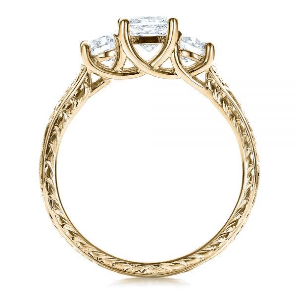 14k Yellow Gold 14k Yellow Gold Custom Hand Engraved Engagement Ring - Front View - 100115