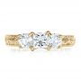 18k Yellow Gold 18k Yellow Gold Custom Hand Engraved Engagement Ring - Top View -  100115 - Thumbnail
