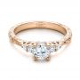 18k Rose Gold 18k Rose Gold Custom Hand Engraved Diamond Engagement Ring - Flat View -  101285 - Thumbnail