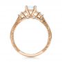 14k Rose Gold Custom Hand Engraved Diamond Engagement Ring - Front View -  101285 - Thumbnail