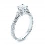14k White Gold Custom Hand Engraved Diamond Engagement Ring