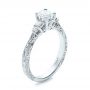 18k White Gold Custom Hand Engraved Diamond Engagement Ring