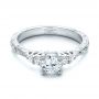14k White Gold 14k White Gold Custom Hand Engraved Diamond Engagement Ring - Flat View -  101285 - Thumbnail