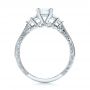 18k White Gold 18k White Gold Custom Hand Engraved Diamond Engagement Ring - Front View -  101285 - Thumbnail