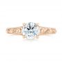 14k Rose Gold 14k Rose Gold Custom Hand Engraved Solitaire Diamond Engagement Ring - Top View -  104085 - Thumbnail