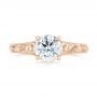 18k Rose Gold 18k Rose Gold Custom Hand Engraved Solitaire Diamond Engagement Ring - Top View -  104085 - Thumbnail