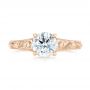 18k Rose Gold 18k Rose Gold Custom Hand Engraved Solitaire Diamond Engagement Ring - Top View -  104085 - Thumbnail