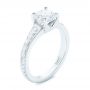 18k White Gold 18k White Gold Custom Hand Engraved Solitaire Diamond Engagement Ring - Three-Quarter View -  104085 - Thumbnail