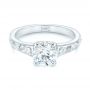 18k White Gold 18k White Gold Custom Hand Engraved Solitaire Diamond Engagement Ring - Flat View -  104085 - Thumbnail