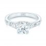 14k White Gold 14k White Gold Custom Hand Engraved Solitaire Diamond Engagement Ring - Flat View -  104085 - Thumbnail