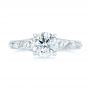  Platinum Custom Hand Engraved Solitaire Diamond Engagement Ring - Top View -  104085 - Thumbnail