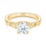 14k Yellow Gold 14k Yellow Gold Custom Hand Engraved Solitaire Diamond Engagement Ring - Flat View -  104085 - Thumbnail