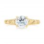 14k Yellow Gold 14k Yellow Gold Custom Hand Engraved Solitaire Diamond Engagement Ring - Top View -  104085 - Thumbnail