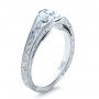  Platinum Custom Hand Engraved Solitaire Engagement Ring - Three-Quarter View -  1186 - Thumbnail