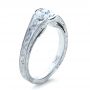 14k White Gold 14k White Gold Custom Hand Engraved Solitaire Engagement Ring - Three-Quarter View -  1186 - Thumbnail