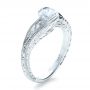  Platinum Platinum Custom Hand Engraved Solitaire Engagement Ring - Three-Quarter View -  1312 - Thumbnail