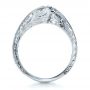 18k White Gold Custom Hand Engraved Solitaire Engagement Ring - Front View -  1312 - Thumbnail