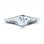  Platinum Custom Hand Engraved Solitaire Engagement Ring - Top View -  1186 - Thumbnail