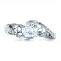 14k White Gold 14k White Gold Custom Hand Engraved Solitaire Engagement Ring - Top View -  1312 - Thumbnail