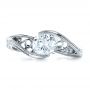 18k White Gold Custom Hand Engraved Solitaire Engagement Ring - Top View -  1312 - Thumbnail