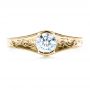 14k Yellow Gold 14k Yellow Gold Custom Hand Engraved Solitaire Engagement Ring - Top View -  1186 - Thumbnail