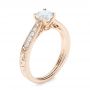 18k Rose Gold And 14K Gold 18k Rose Gold And 14K Gold Custom Hand Engraved Diamond Engagement Ring - Three-Quarter View -  101422 - Thumbnail